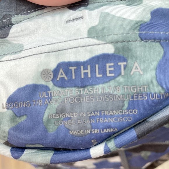 Athleta Ultimate Stash 7/8 Leggings‎ Cloud Camo Dress Blue Running Size S - Picture 8 of 8